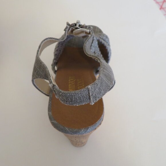 Dominique Nicole Gray Wedge Sandals with Zipper Front - Picture 12 of 13